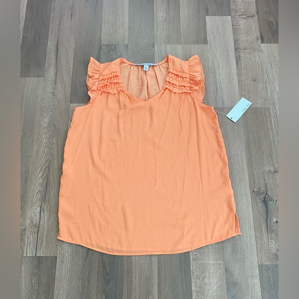 Women’s Small Tank Top Apricot Ruffle Sleeveless Blouse Top light Flowy Blue Sol